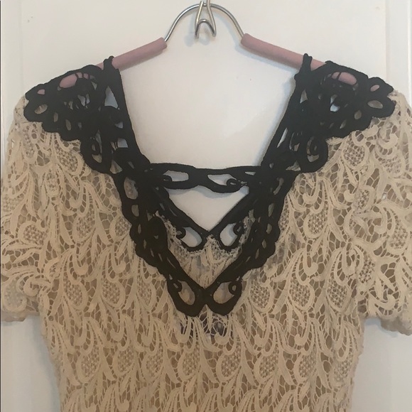 Cream And Black Crochet Lace Dress - Picture 5 of 5